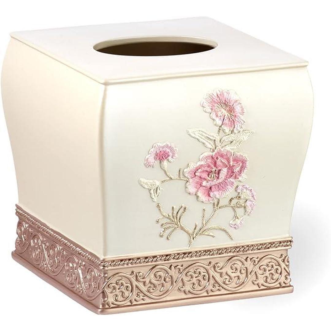 Popular Bath Dublin Rose, Tissue Box, Beige