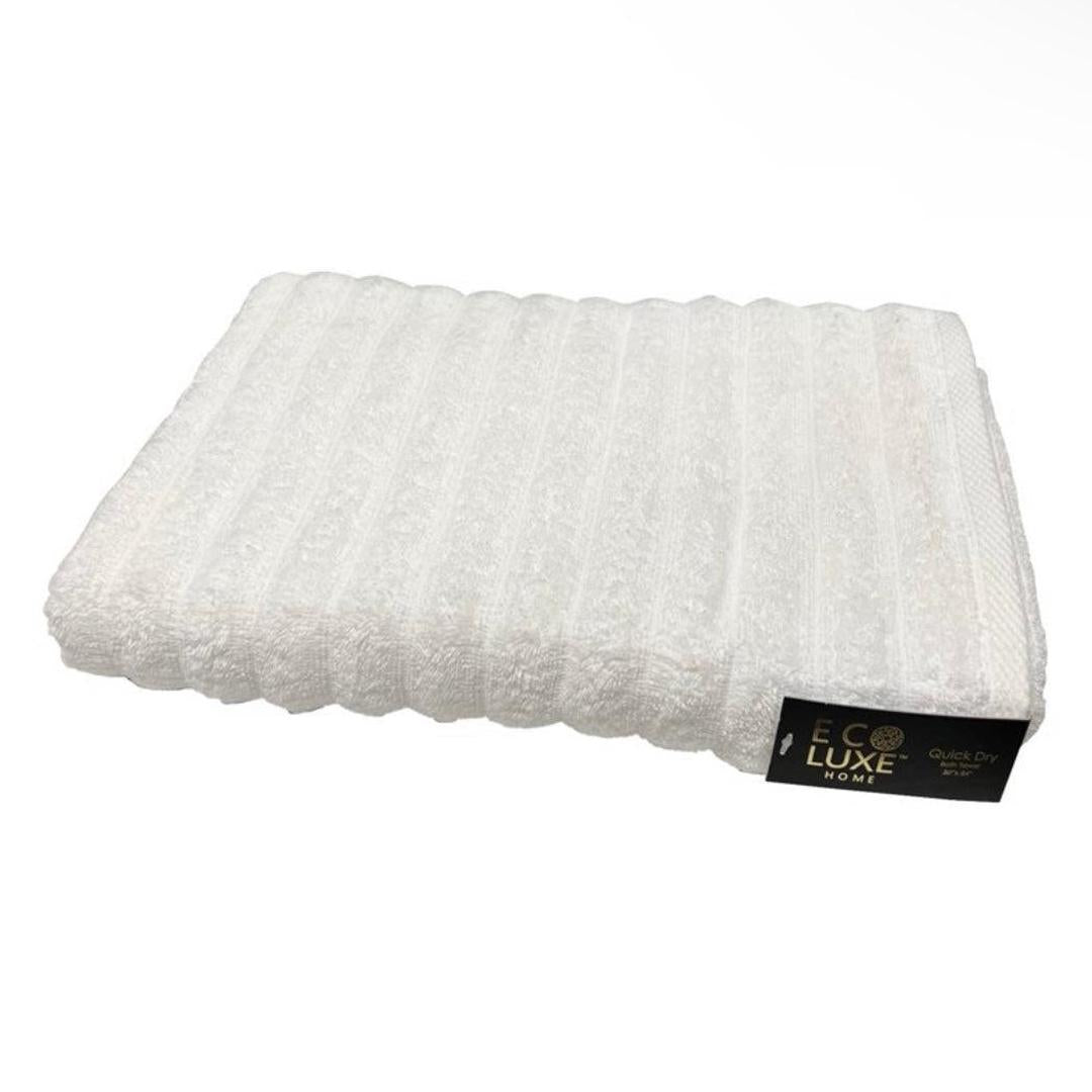 ECO Luxe Ribbed Bath Towel | 30” x 54” | White