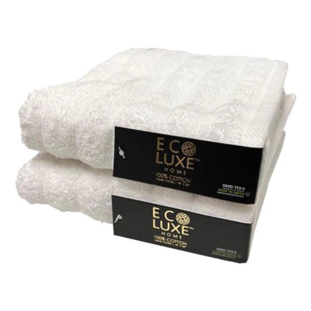 ECO LUXE HAND TOWEL 18” x 28” - RIBBED - WHITE