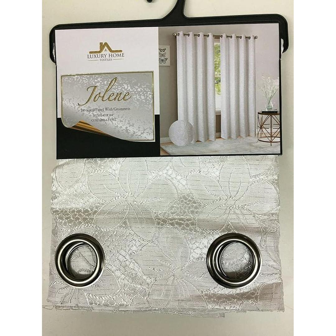 Jolene White Floral Jacquard Grommet Panel - 54x84 Inches