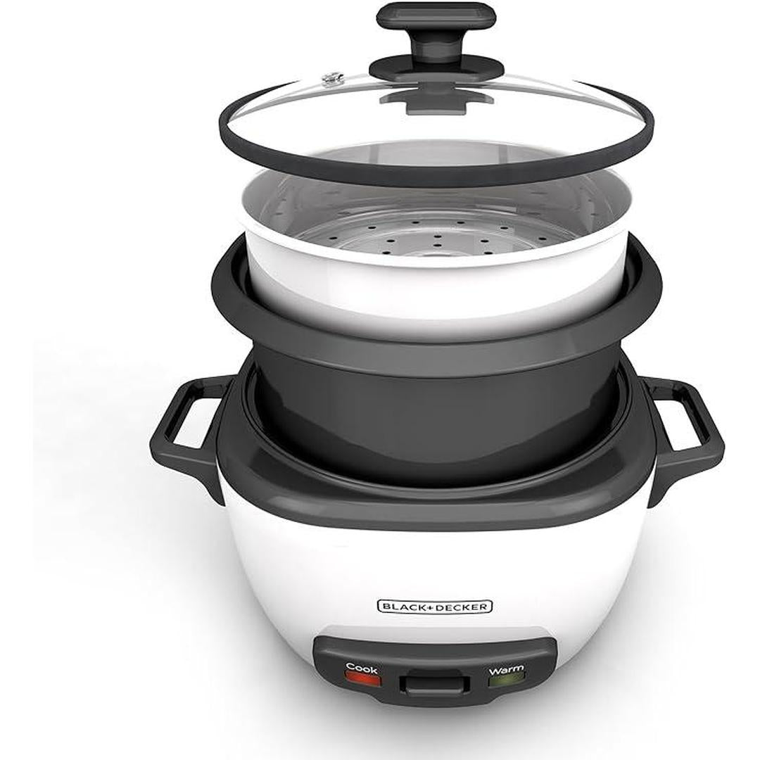 BLACK+DECKER Rice Cooker 16 Cups Cooked (8 Cups Uncooked) with Steaming Basket