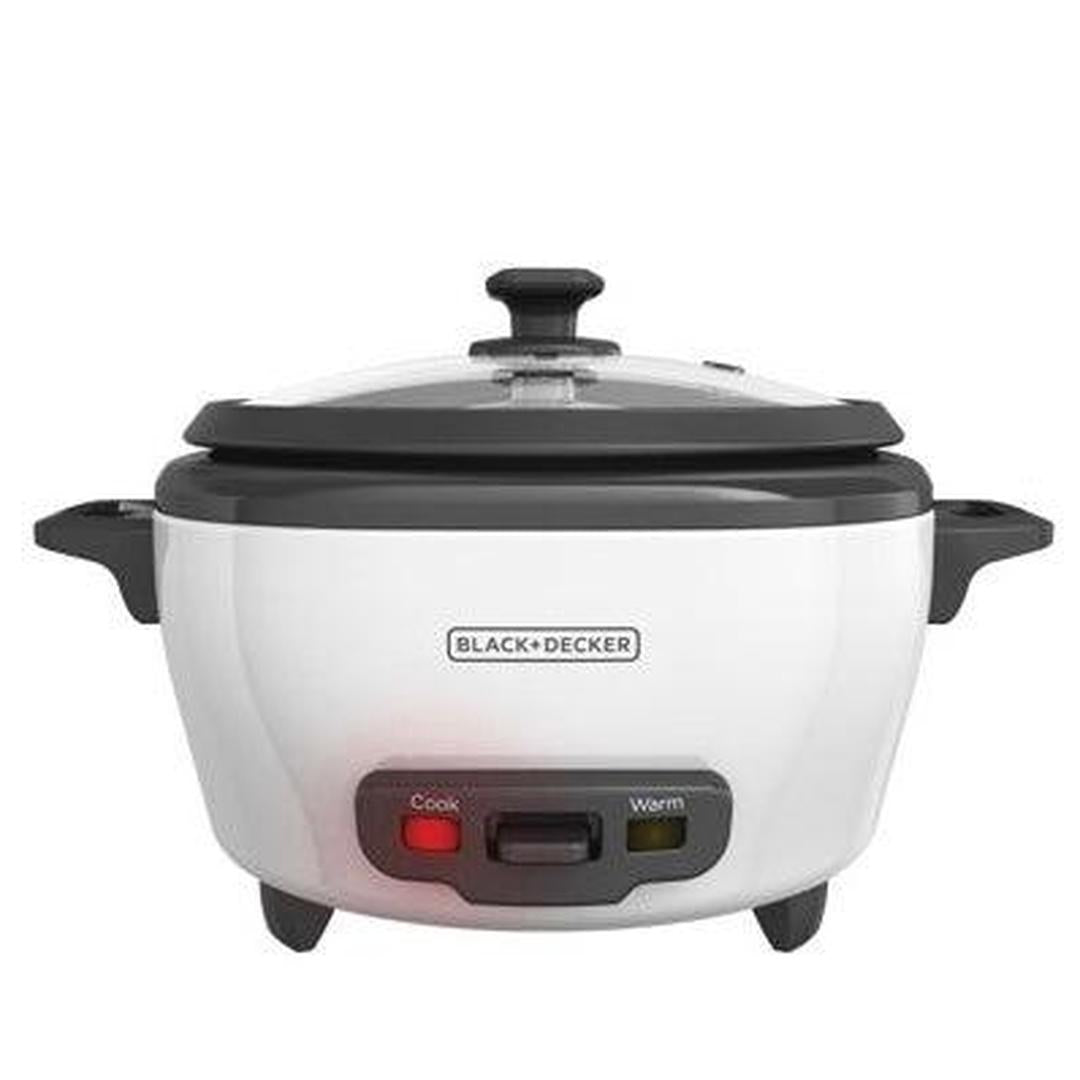 BLACK+DECKER 6-Cup Rice Cooker with Steaming Basket, White, RC506