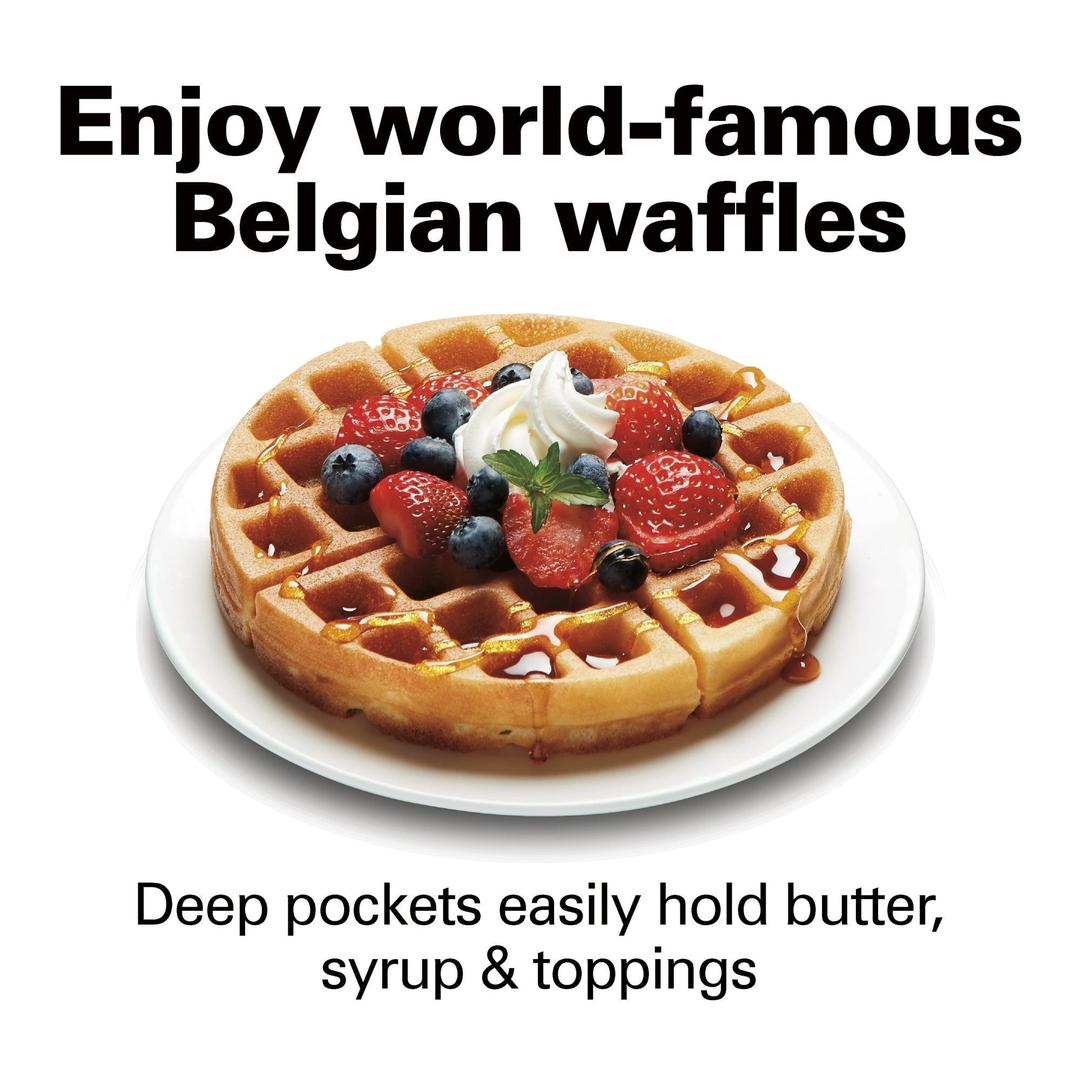 Proctor Silex Flip Belgian Waffle Maker with Non-Stick Plates, Removable Drip Tray, Stainless Steel, 26090