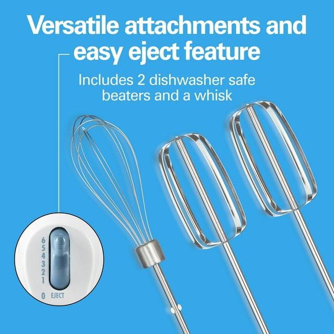 Hamilton Beach 6 Speed Electric Hand Mixer with Whisk, Traditional Beaters, Snap-On Case