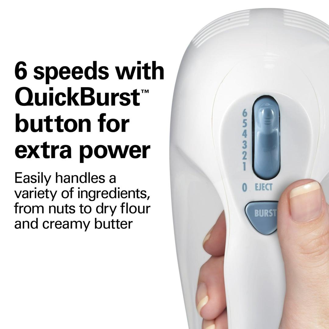 Hamilton Beach 6 Speed Electric Hand Mixer with Whisk, Traditional Beaters, Snap-On Case
