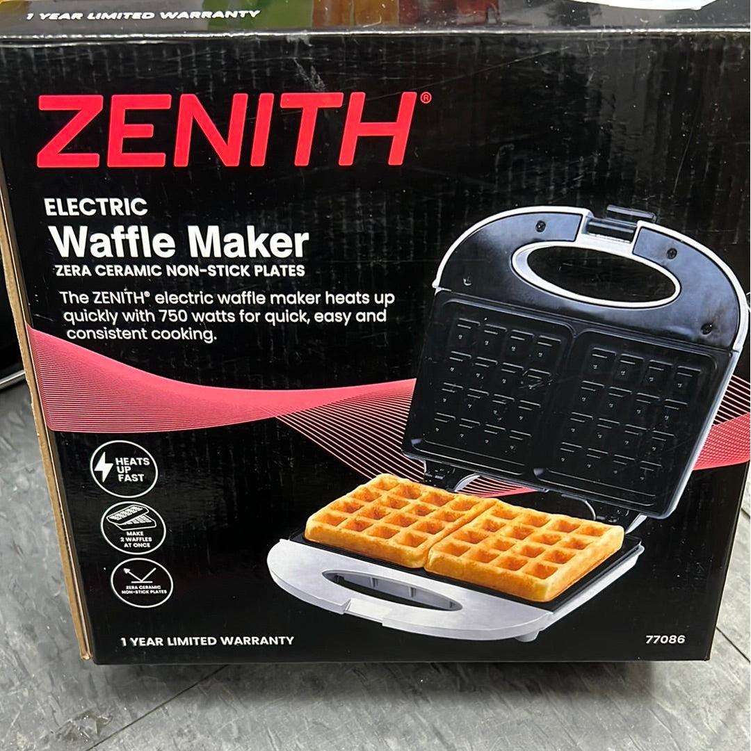 Zenith Electric Indoor Waffle Grill Maker with Zera Non-Stick Grilling Plates, Countertop Bread Toaster