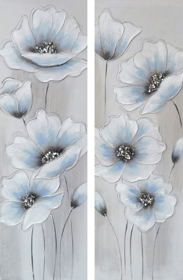 RUGOSA ROSES HAND PAINTED CANVAS PANEL - SIZE: 12" x 36"