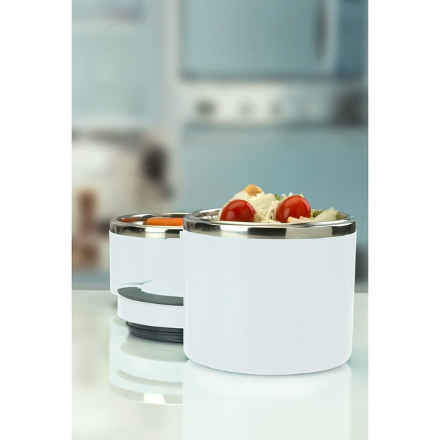 Kitchen Details Round Twist Stainless Steel Insulated Lunch Box | 2 Tiers