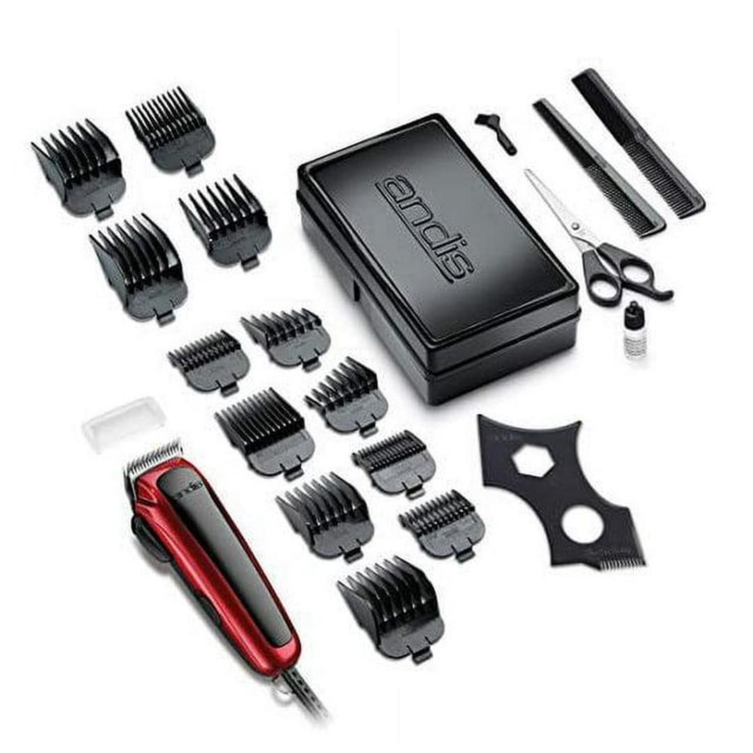 Andis Adjustable Blade Clipper Easy Cut 20-Piece Haircutting Kit, Red/Black
