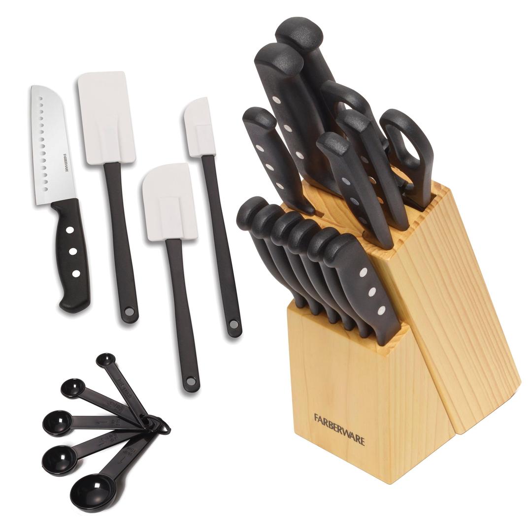 Farberware 22-Piece Never Needs Sharpening Triple Rivet High-Carbon Stainless Steel Knife
