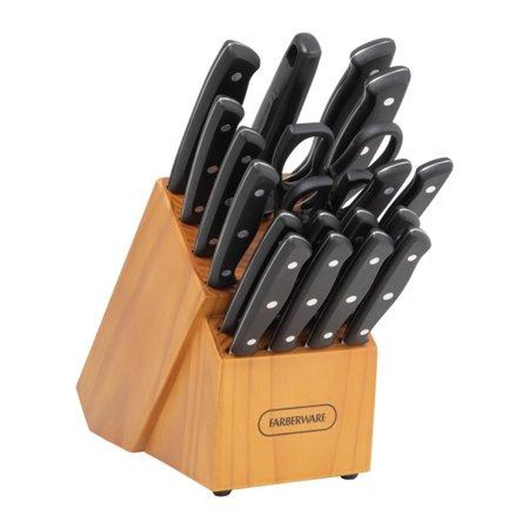 老舗 FARBERWARE カトラリー 20点セットCrate & Barrel Farberware Stamped 20-Piece Triple Rivet Kitchen Knife Block Set