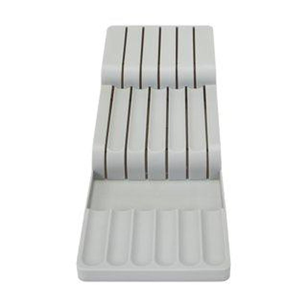 Kitchen Details 2 Tier Knife Drawer Organizer | Holds 11 Knives | Utensil Holder | Knife Block | Storage & Organization | Space Saver | Grey