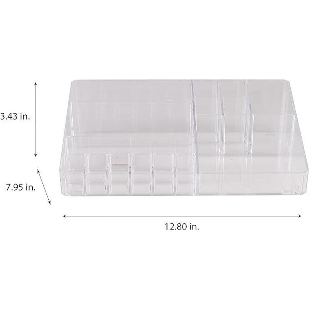 Simplify 15 Compartment Acrylic Cosmetic Organizer, Clear