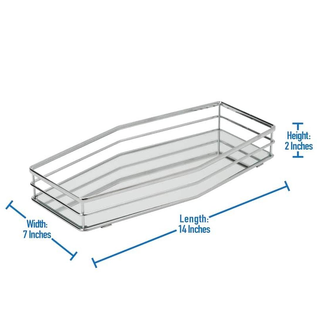 Home Details Chrome Double Rail Vanity Mirror Tray - 14"x 7"x 2.1"