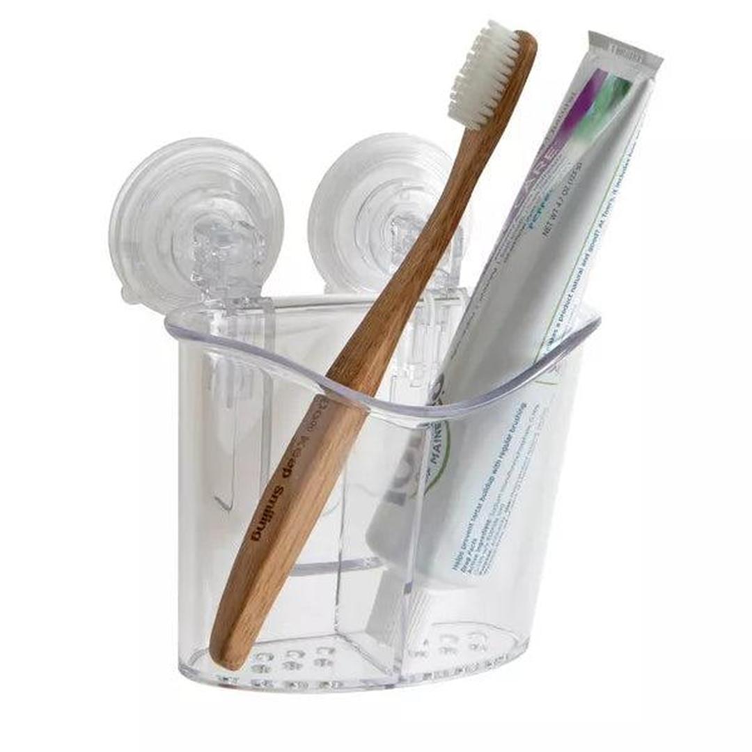 Bath Bliss Clear Power Lock Suction Caddy with 2 Compartments