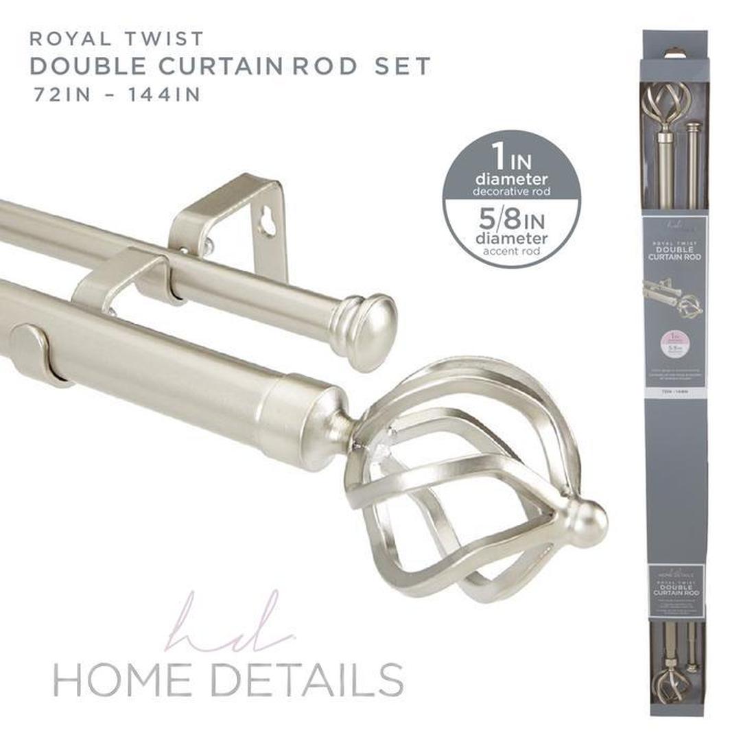 72- 144in DOUBLE CURTAIN ROD ROYAL TWIST SATIN 1" Diameter Main rod