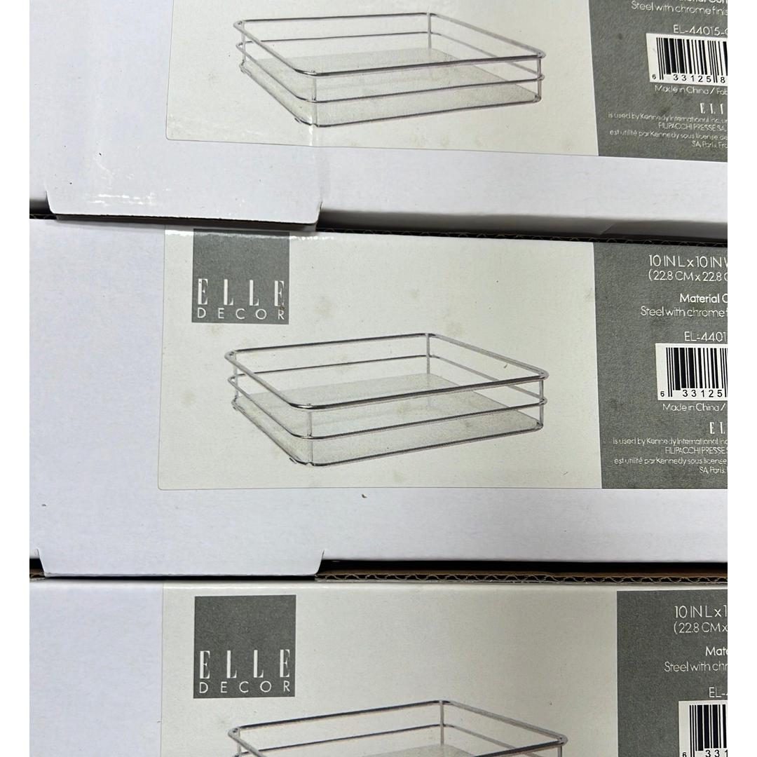 Square Vanity Tray with White Glass - Chrome