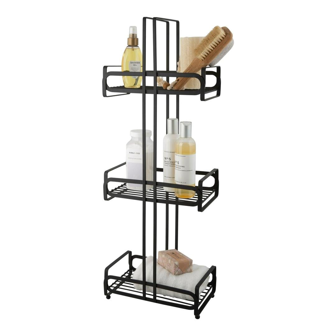 Elle Home Noir 3 Tier Spa Tower Storage Shelf Unit in Black