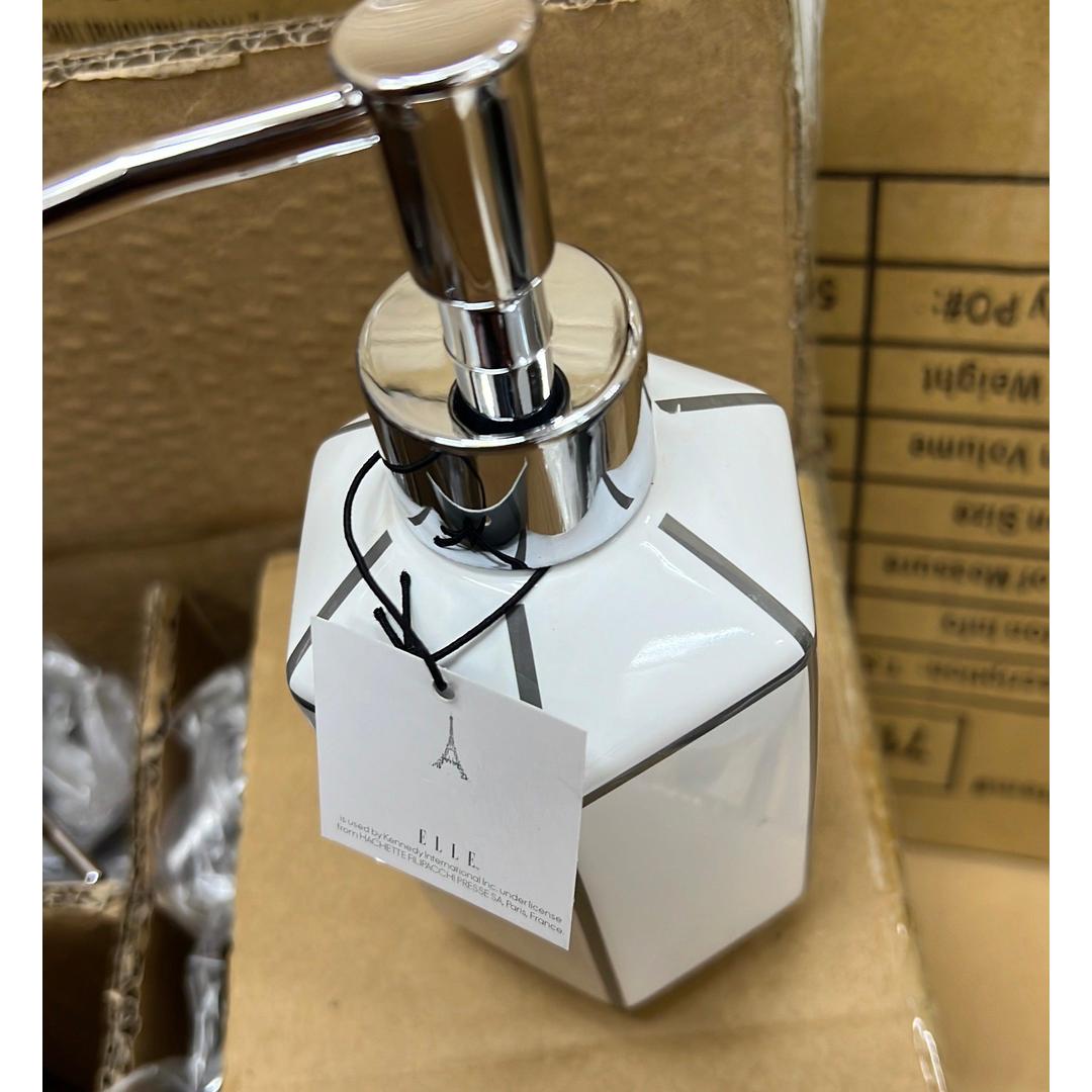 Art Deco Soap Dispenser W Pump - Silver