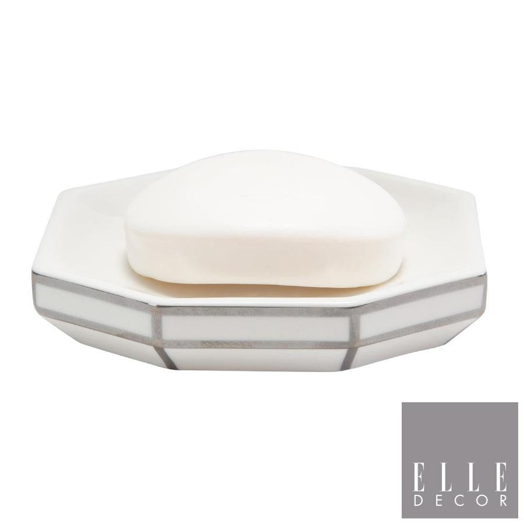 Elle Art Deco Soap Dish W Line - Silver