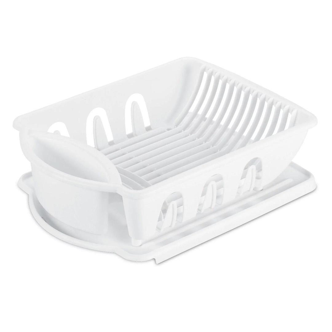 STERILITE 2-Piece Large Sink Set Dish Rack Drainer, White