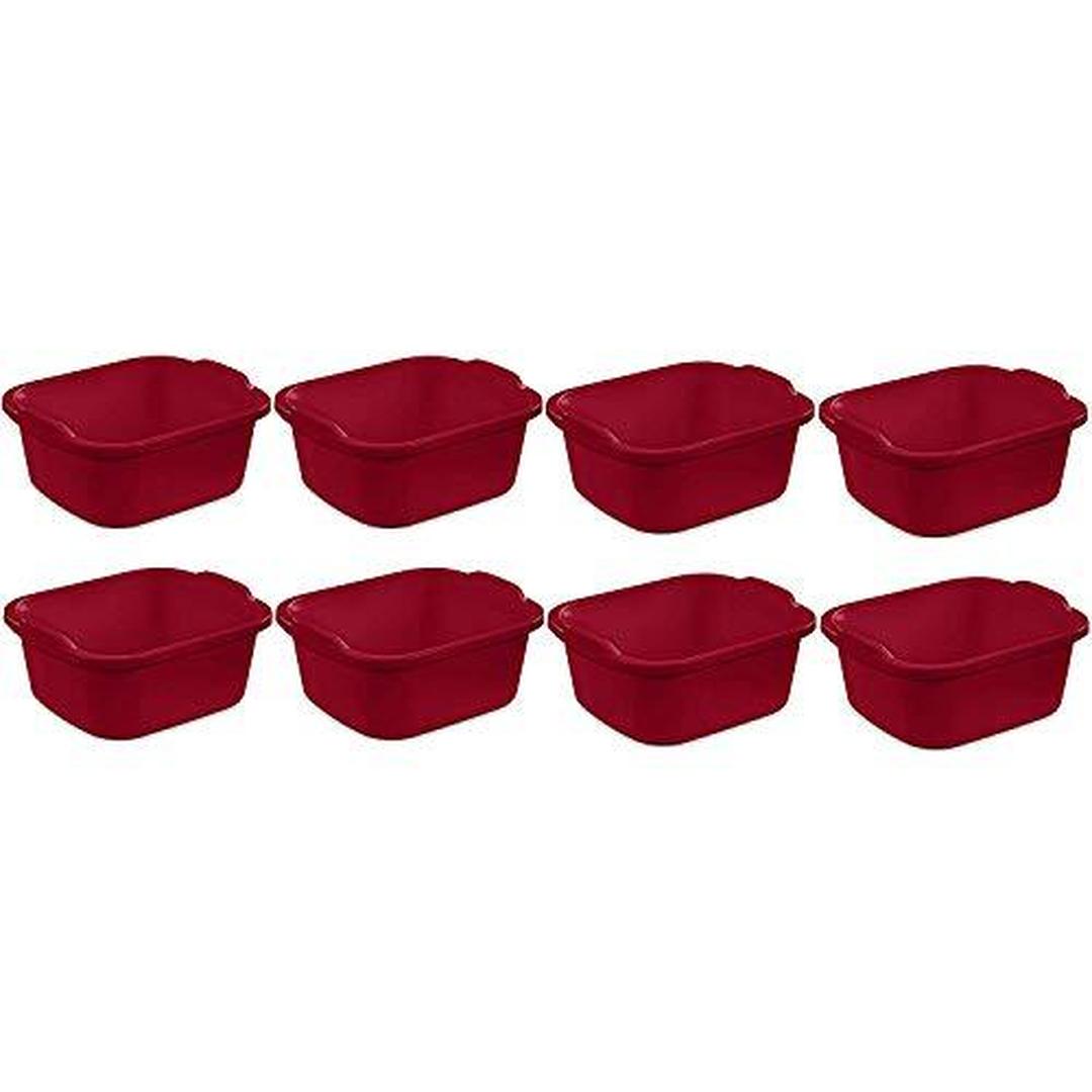 Sterilite Convenient Extra Large Multi-Functional Home 12-Quart Standard Sink Dish Washing Storage Pan, Red