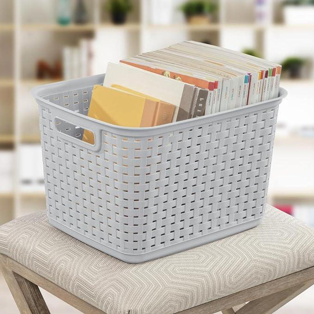 Sterilite Tall Plastic Weave Storage Basket