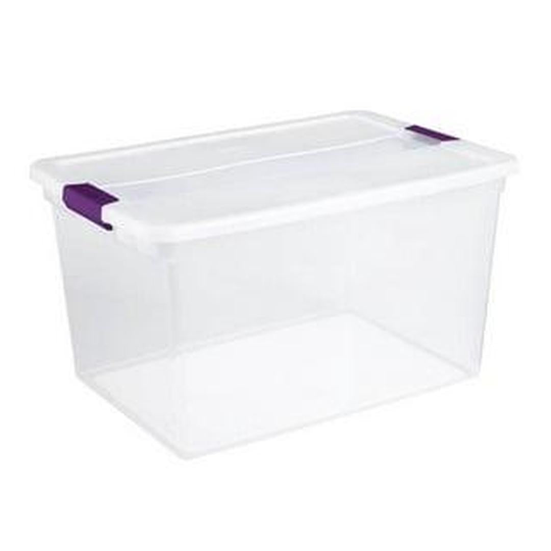 Sterilite 17571706 66-Quart ClearView Latch Box Storage Tote Container, Single