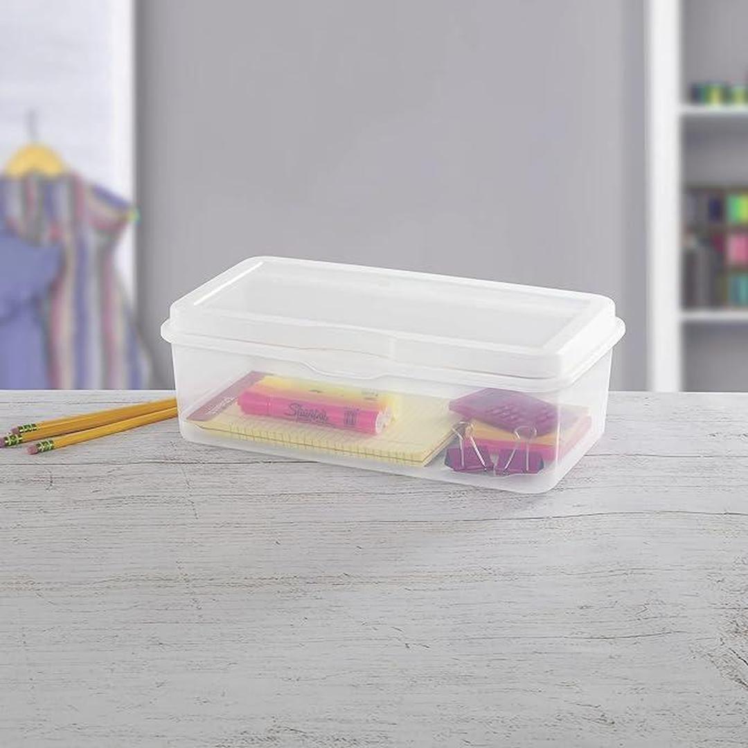 Sterilite Large FlipTop, Stackable Small Storage Bin with Hinging Lid