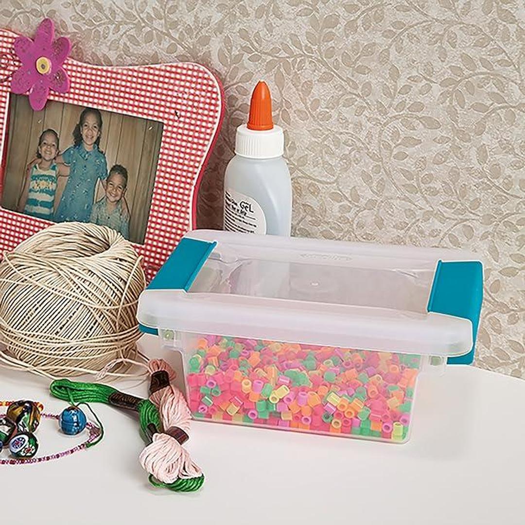 Sterilite Mini Clip Box Clear with Blue Aquarium Latches