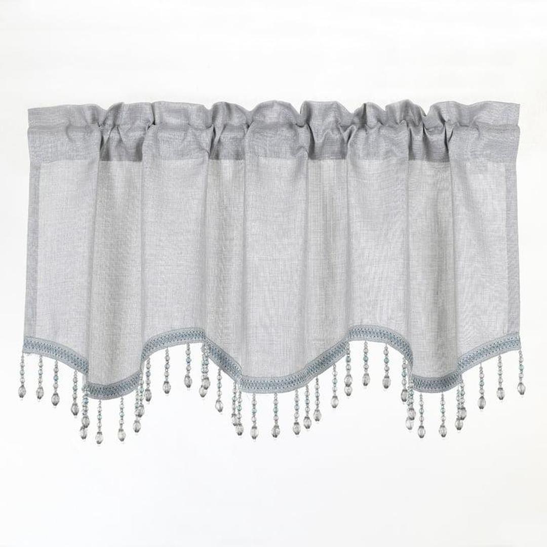 Gina Metallic Jacquard Rod Pocket Valance — Silver