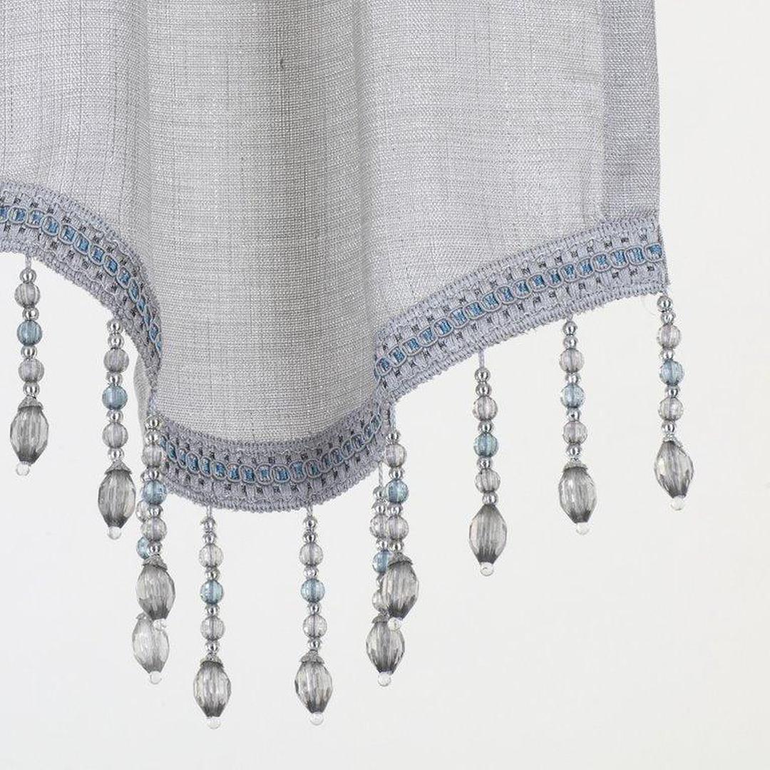 Gina Metallic Jacquard Rod Pocket Valance — Silver