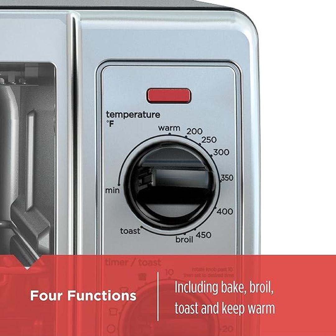BLACK+DECKER 4-Slice Toaster Oven with Easy Controls, Stainless Steel