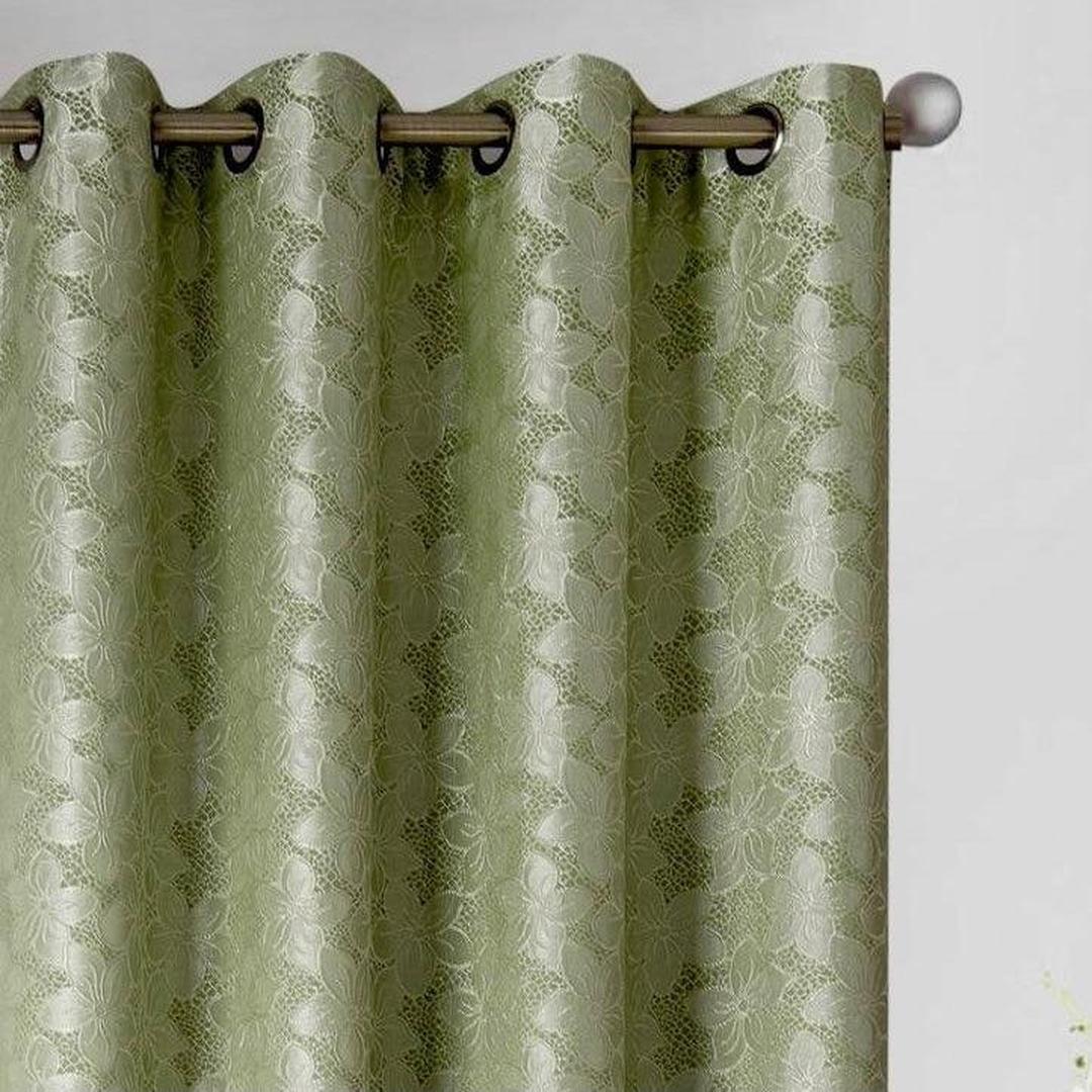 Jolene Sage Green Floral Jacquard Grommet Panel - 54x84 Inches