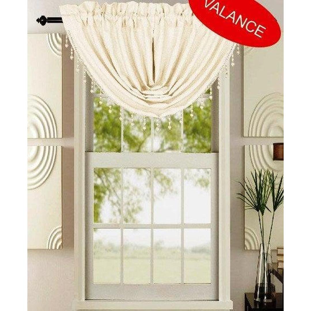 Leah Textured Waterfall Valance - Rod Pocket Top in Off-White (Each Valance Being Sold Separately)