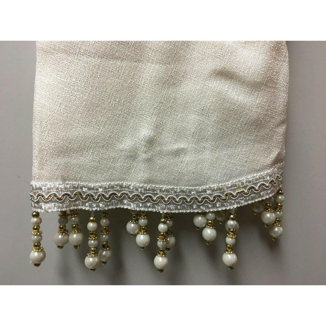 Leah Textured Waterfall Valance - Rod Pocket Top in Off-White (Each Valance Being Sold Separately)