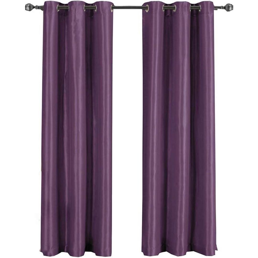 Set of 2 Purple Faux Silk Grommet Top Curtains - Elevate Your Space with 84 Inches of Window Elegance
