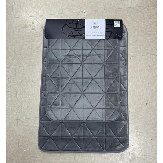 LOREN 2-Piece Super Absorbant Bath Mat Set in Timeless Grey