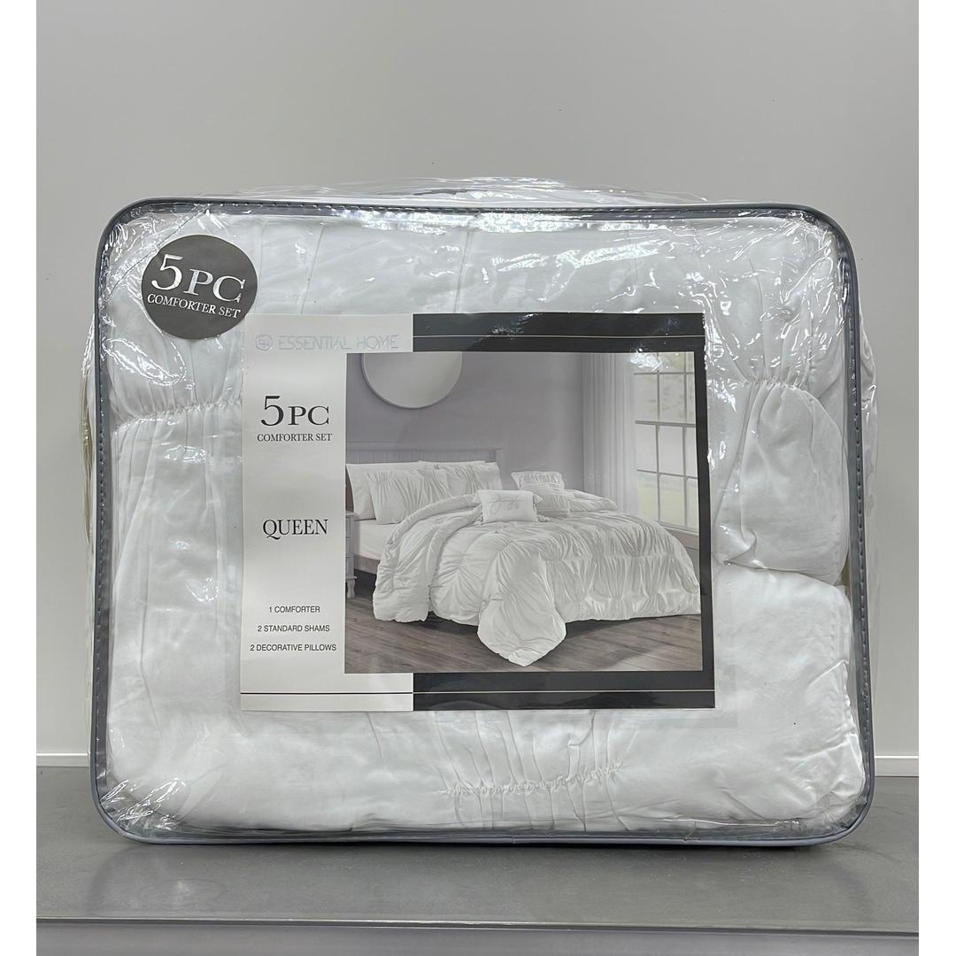 Essential Home Luxury 5-Piece Comforter Set - 1 Comforter, 2 King Shams, and 2 Decorative Pillows