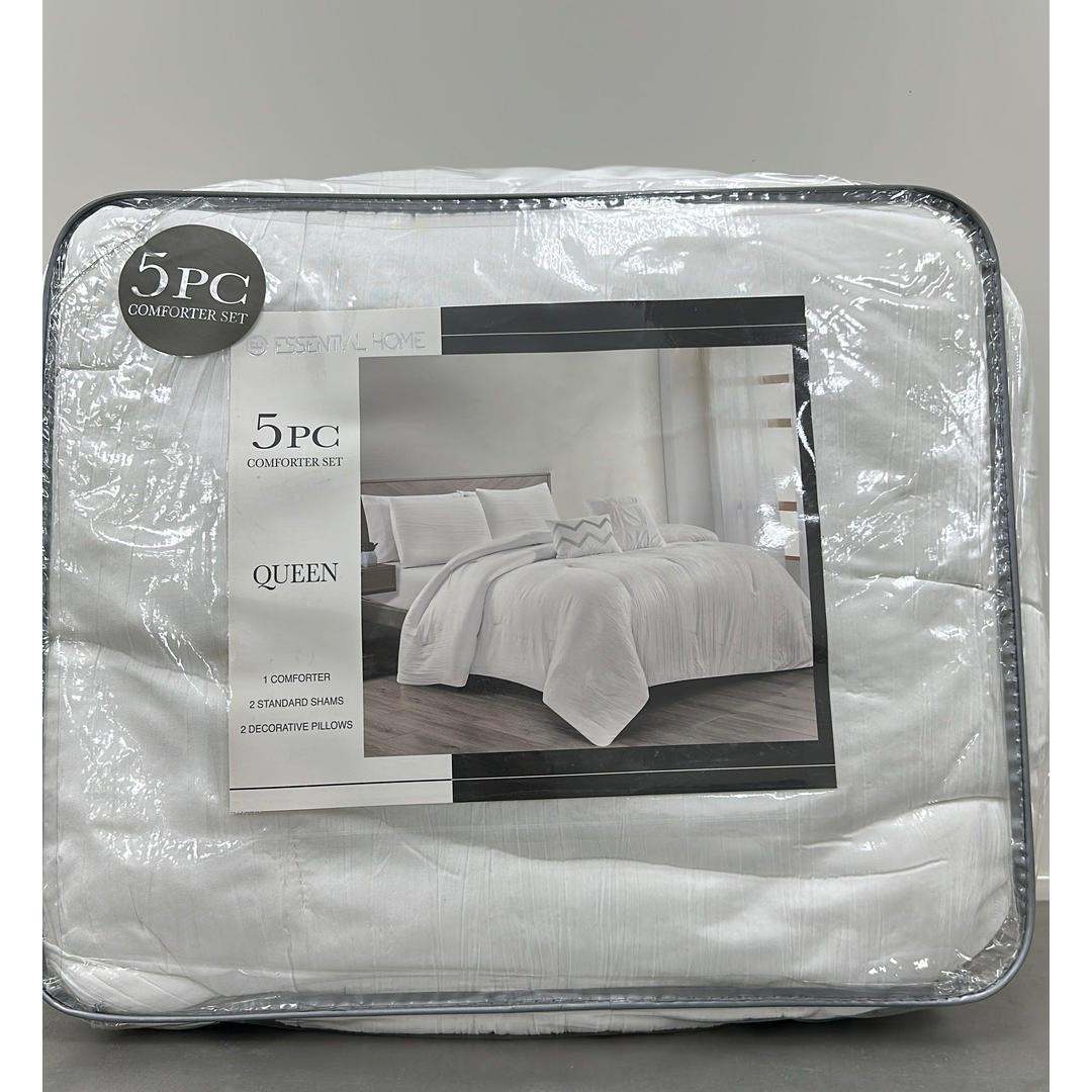 ESSENTIAL HOME Queen Size 5-Piece Comforter Set - Queen Comforter, 2 Shams, and Decorative Pillows