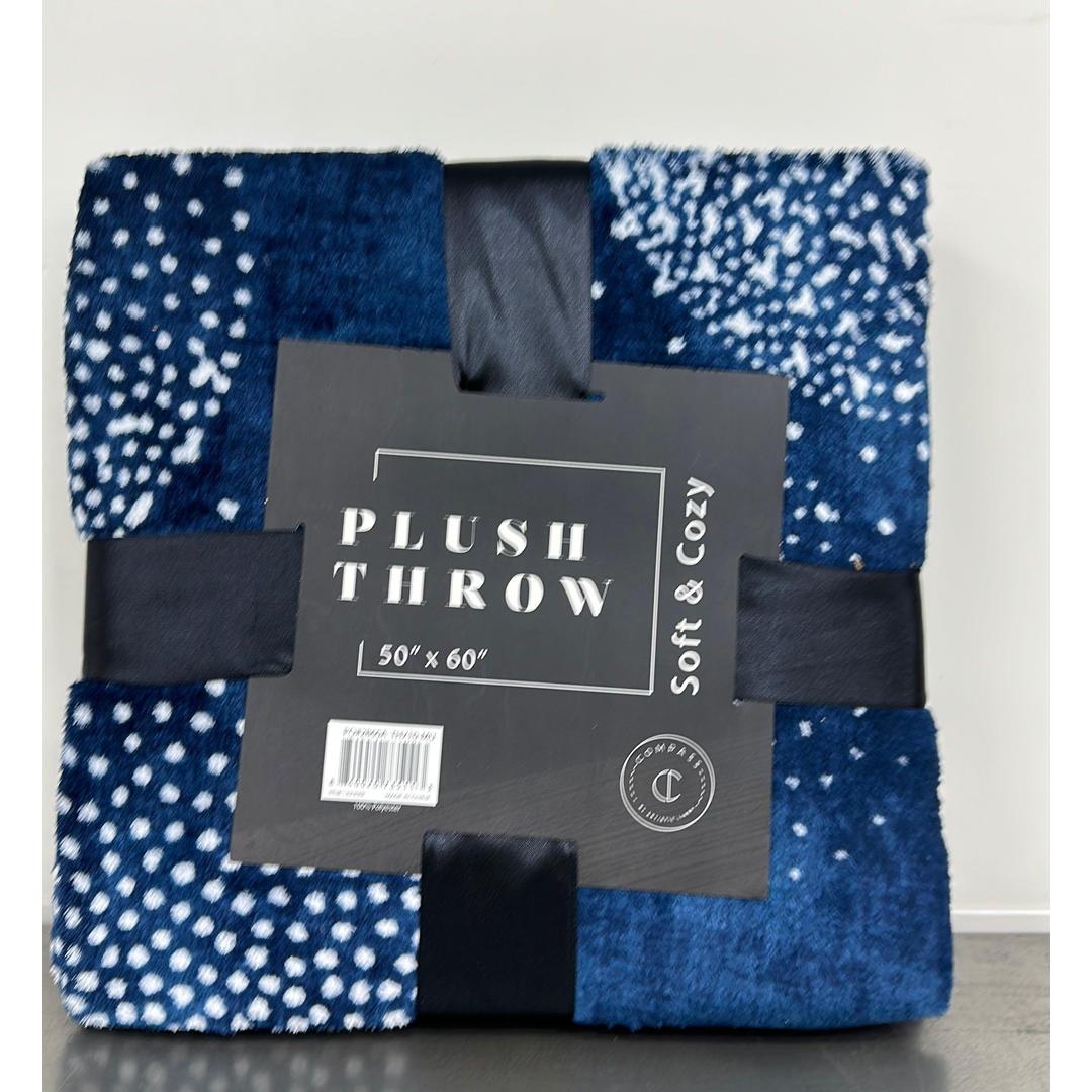 Elegant Comfort Velvet Touch Ultra Plush Dotted Blue Fleece Throw/Blanket - 50 x 60 Inches
