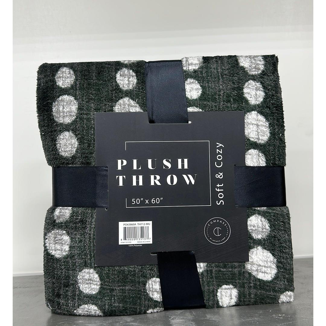 Elegant Comfort Velvet Touch Ultra Plush Black with Polka Dots Fleece Throw/Blanket - 50 x 60 Inches