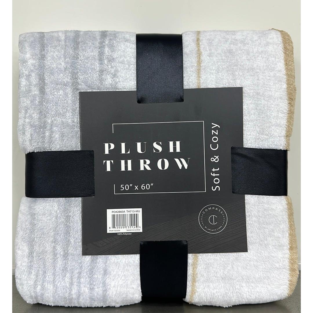 Elegant Comfort Velvet Touch Ultra Plush Neutral Colored Fleece Throw/Blanket - 50 x 60 Inches