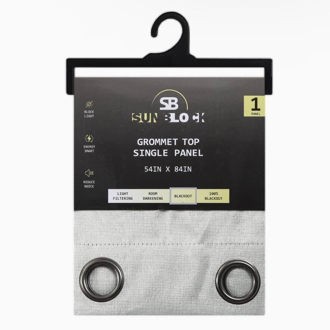 SUNBLOCK Grommet Top Curtains for Bedroom, Single Panel, 54" x 84", Off white