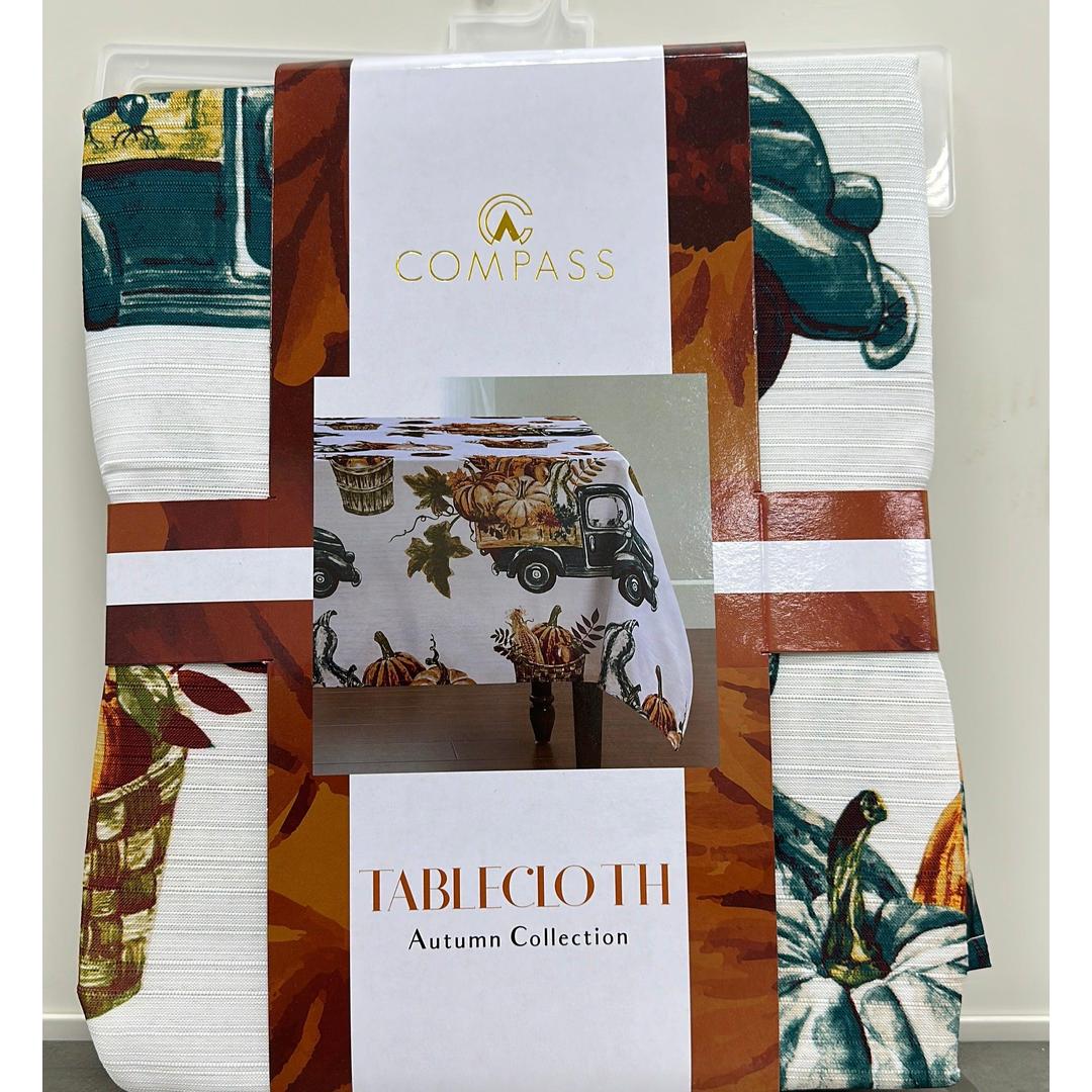 Compass Autumn Collection Tablecloth, Holiday Table Cover for elevating Every Meal with an elegant rectangular design
