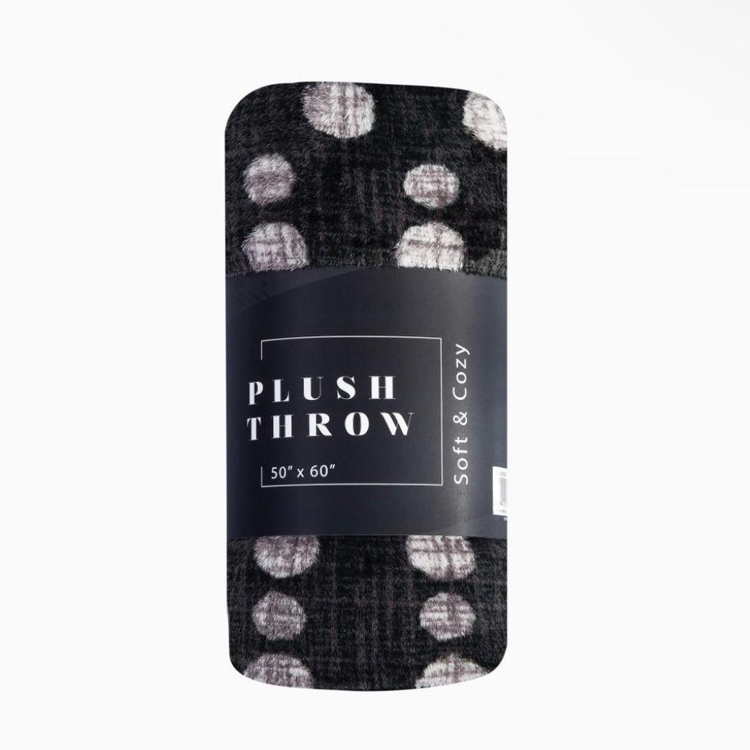 Elegant Velvet Touch Ultra Plush Black Fleece Throw/Blanket with circular pattern - 50 x 60 Inches