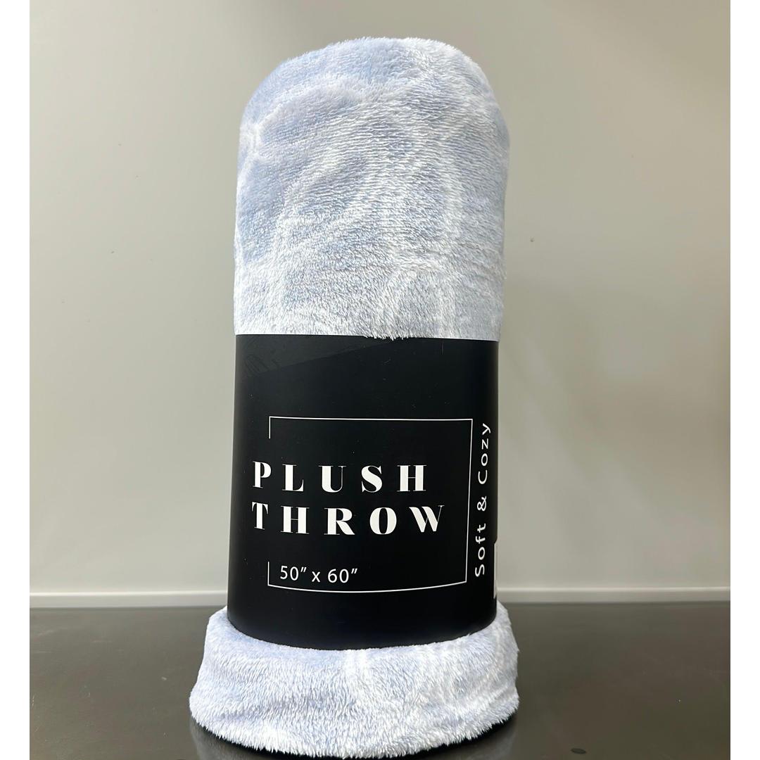 Elegant Comfort Velvet Touch Ultra Plush Patterned Light Blue Fleece Throw/Blanket - 50 x 60 Inches