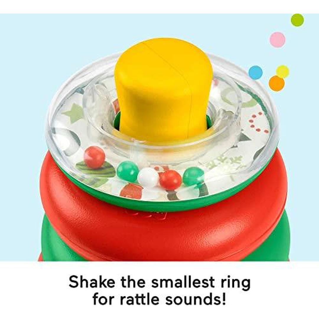 Fisher-Price Baby Stacking Toy Holiday Rock-A-Stack With 5 Rings