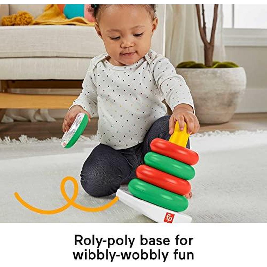 Fisher-Price Baby Stacking Toy Holiday Rock-A-Stack With 5 Rings