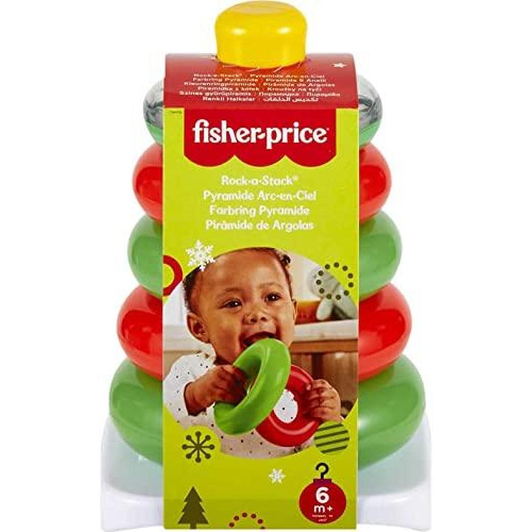 Fisher-Price Baby Stacking Toy Holiday Rock-A-Stack With 5 Rings